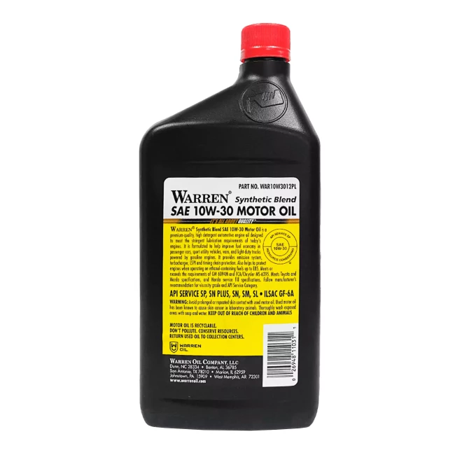 Моторное масло Warren Synthetic blend 10W-30 0,946л (WAR10W3012PL)