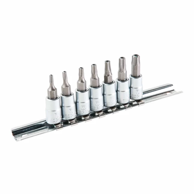 Головки сменные с насадкой TOPEX Torx, набор 7 шт. (39D378) Головки сменные с насадкой TOPEX Torx, набор 7 шт. (39D378)