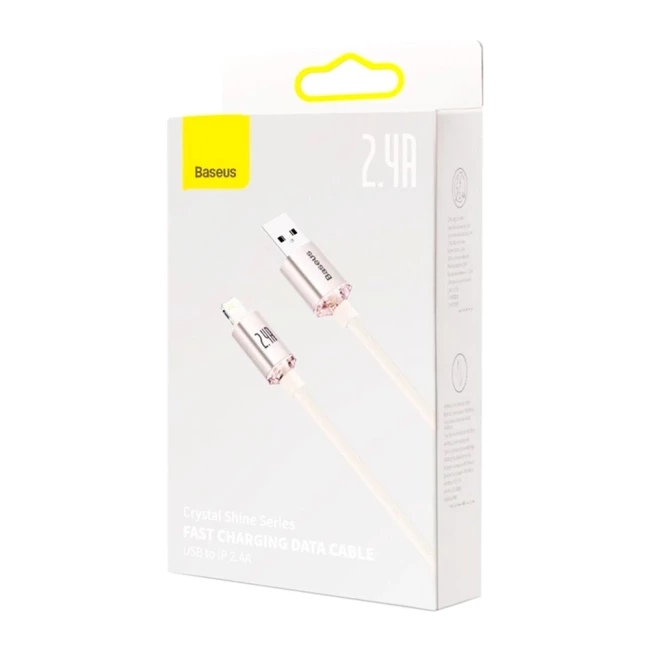 Кабель Baseus Crystal Shine Series Lightning 2.4A 1.2м розовый (CAJY001104) (808977)