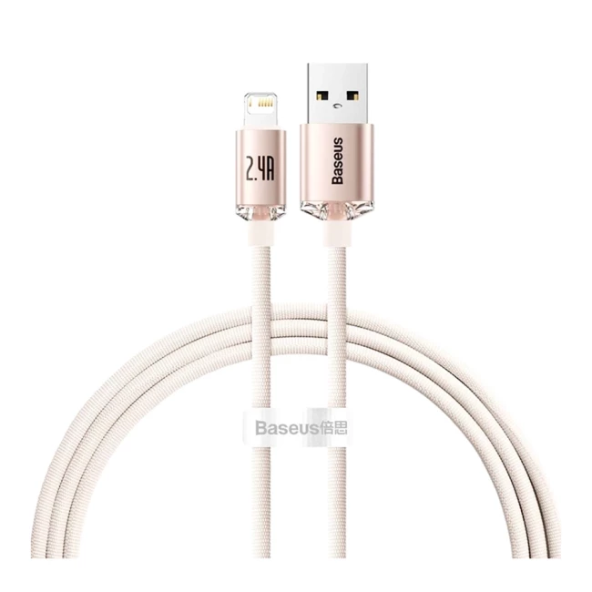 Кабель Baseus Crystal Shine Series Lightning 2.4A 1.2м розовый (CAJY001104) (808977)