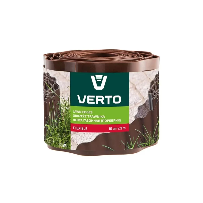 Лента бордюрная VERTO 10 см x 9 м коричневая (15G513) Лента бордюрная VERTO 10 см x 9 м коричневая (15G513)