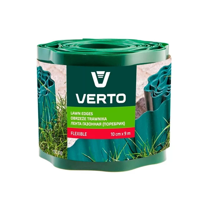 Лента бордюрная VERTO 10 см x 9 м зеленая (15G510)