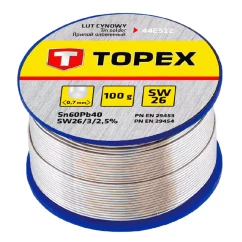 Припой TOPEX оловянный 60%Sn, проволока 0.7 мм,100 г (44E512)