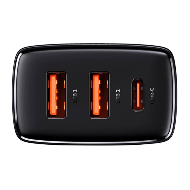 Зарядное устройство Baseus Compact Quick Charger 30W QC+PD 1Type-C+2USB Black (CCXJ-E01) (426355)
