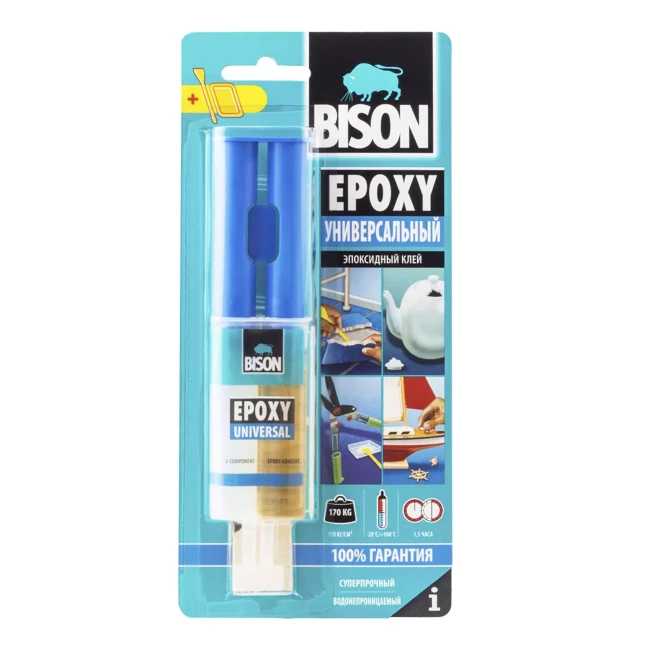 Двокомпонентний універсальний епоксидний клей BISON 24 мл (6307221)