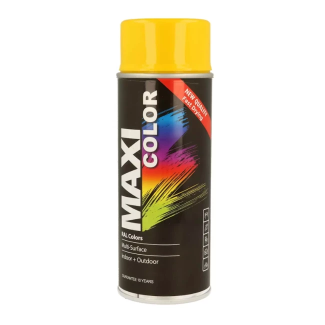 Емаль MAXI COLOR RAL 1023 декоративна аерозольна транспортно-жовта 400мл (MX1023)