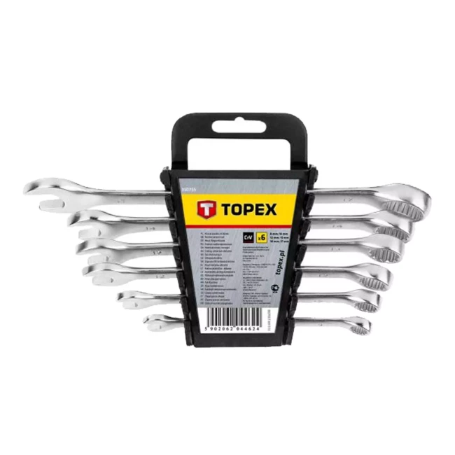 Ключи комбинированные TOPEX, 8-17 мм, набор 6 шт. (35D755)