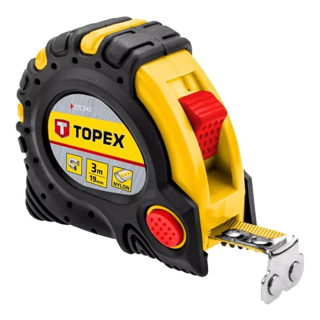 Рулетка TOPEX, стальная лента 3 м x 19 мм, магнит (27C343)