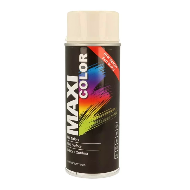 Эмаль аэрозольная универсальная декоративная Maxi Color RAL 9001 Кремово-белая 400мл (MX9001)
