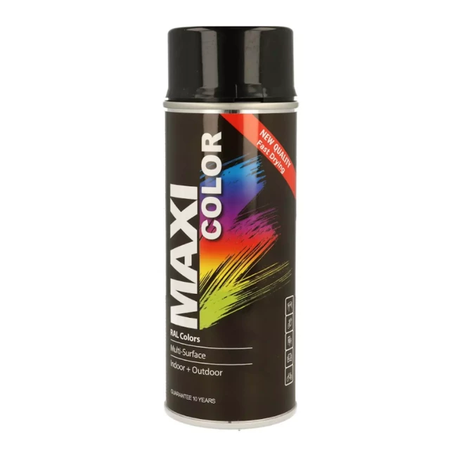Эмаль аэрозольная универсальная декоративная Maxi Color RAL 9017 Черная-транспортная 400мл (MX9017)