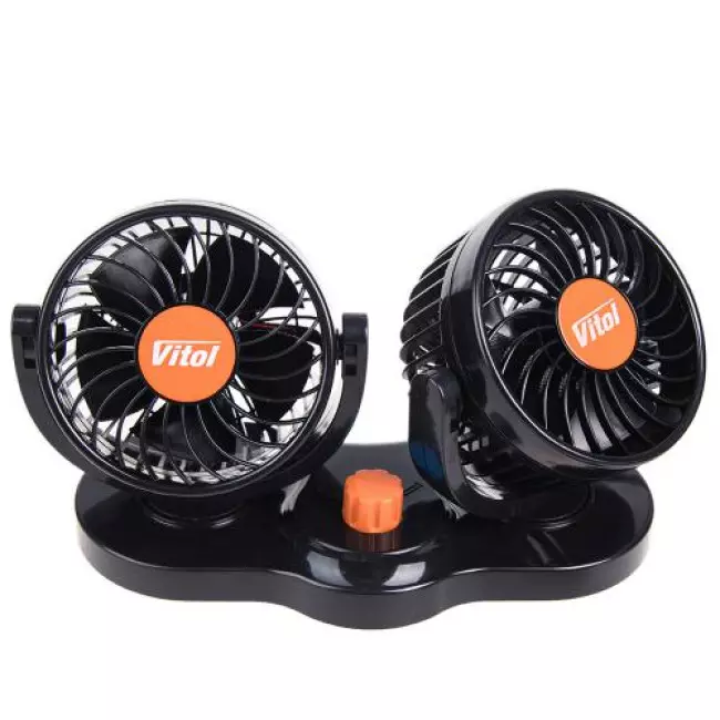 Вентилятор автомобильный двойной VITOL 24V 10W (HX-T304-1)