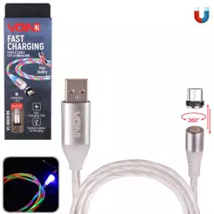 Кабель магнитный VOIN Multicolor LED USB - Micro USB 3А, 2m (VC-1602M RB)