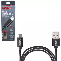Кабель VOIN USB - Micro USB 3А 2m black