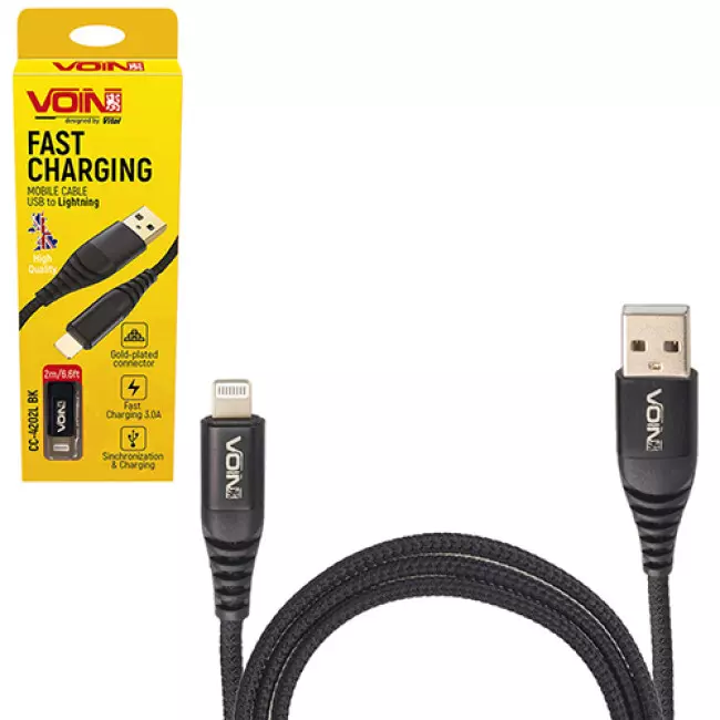 Кабель VOIN USB - Lightning 3А 2m black (CC-4202L BK) Кабель VOIN USB - Lightning 3А 2m black (CC-4202L BK)