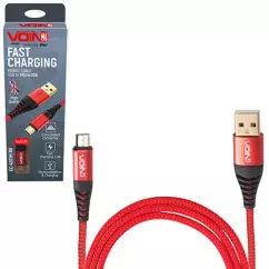 Кабель VOIN USB - Micro USB 3А 1m red