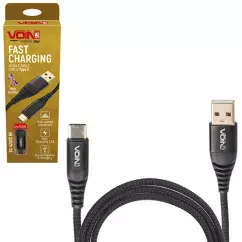 Кабель VOIN USB - Type C 3А 2m black (CC-4202C BK)