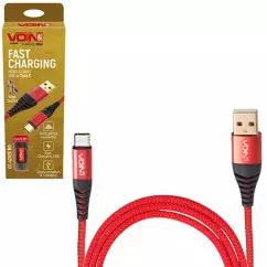 Кабель VOIN USB - Type C 3А 2m red (CC-4202C RD)