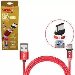 Кабель магнітний VOIN USB-Type C 2,4А, 1m, red (MC-2301C RD)