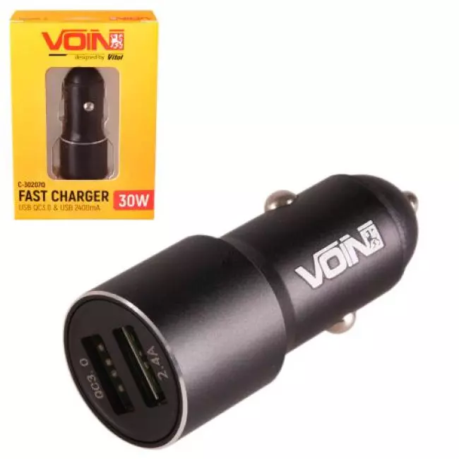 Автомобільний зарядний пристрій VOIN USB QC3.0 12/24V (C-30207Q)