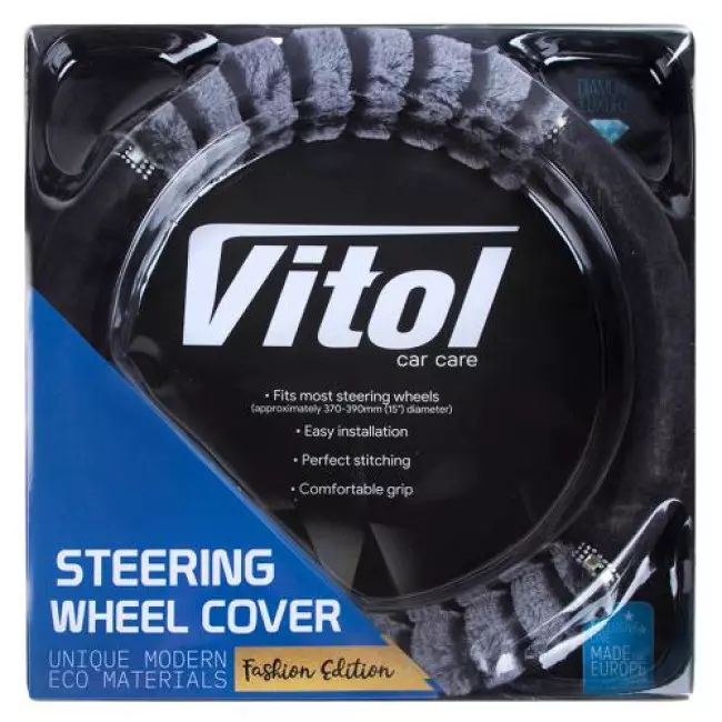 Чехол на руль VITOL черный с мехом (VLOD-F95 BK/GY М) Чехол на руль VITOL черный с мехом (VLOD-F95 BK/GY М)