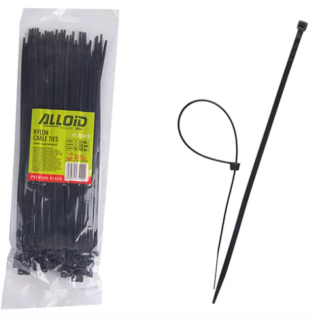 Хомут пластиковый Alloid 36 х 250 100 шт черный (PC-36250 B)