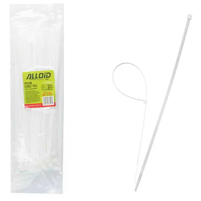 Хомут пластиковий Alloid 48 х 300 100 шт білий (PC-48300 W)