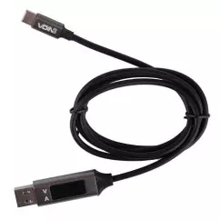 Кабель VOIN USB - Type C 3А, 1m grey с дисплеем (CC-3201C GY)