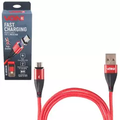 Кабель магнітний VOIN USB - Micro USB 3А, 1m, red (VC-6101M RD)