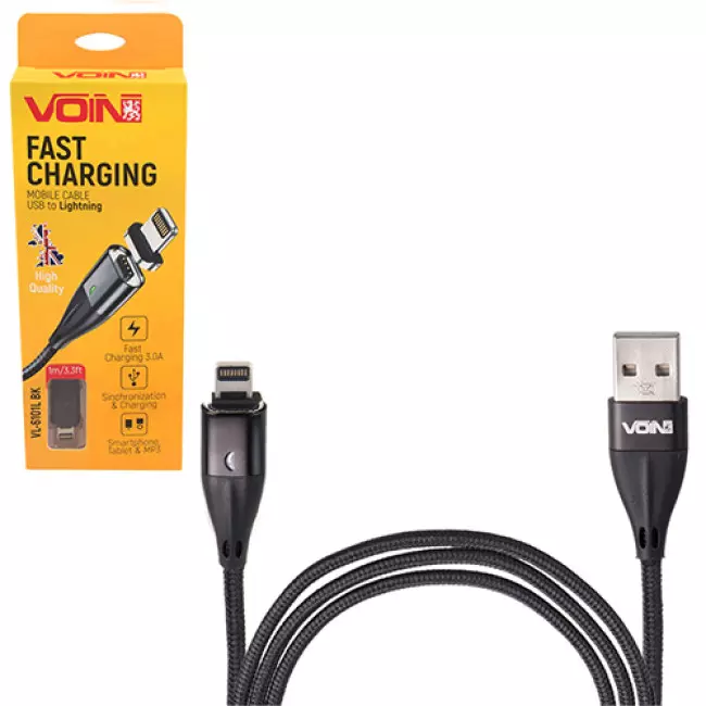 Кабель магнитный VOIN USB - Lightning 3А, 1m, black (VL-6101L BK) Кабель магнитный VOIN USB - Lightning 3А, 1m, black (VL-6101L BK)
