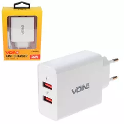 Зарядний пристрій VOIN 36W 2USB QC3.0 (LC-36523)
