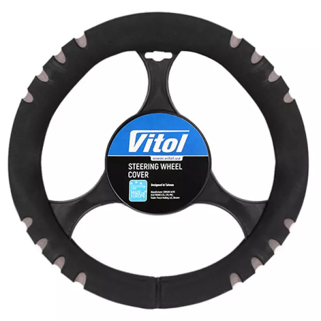 Чехол на руль VITOL эластичный, черно-серый (F 14021- F16 GY) Чехол на руль VITOL эластичный, черно-серый (F 14021- F16 GY)