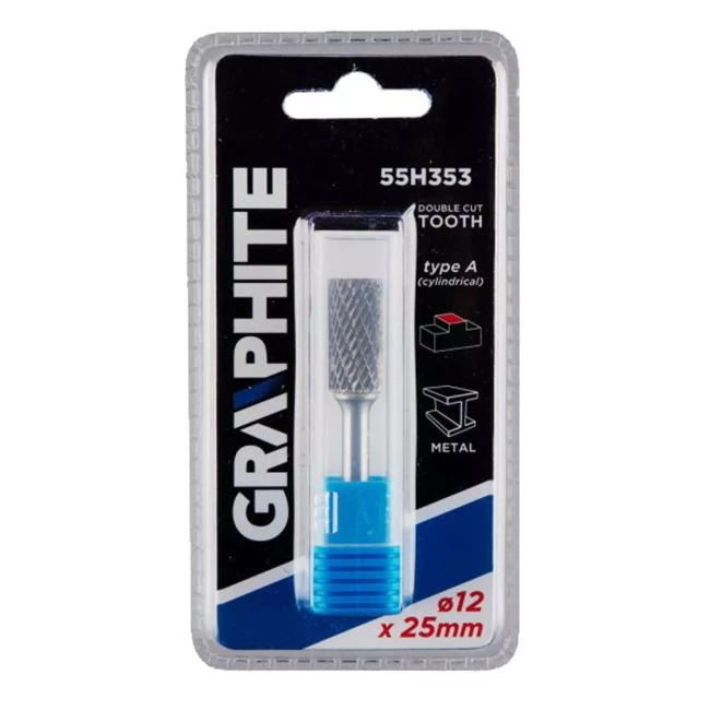 Фреза по металу GRAPHITE HM тип A (циліндричний) 12 x 25 мм (55H353)