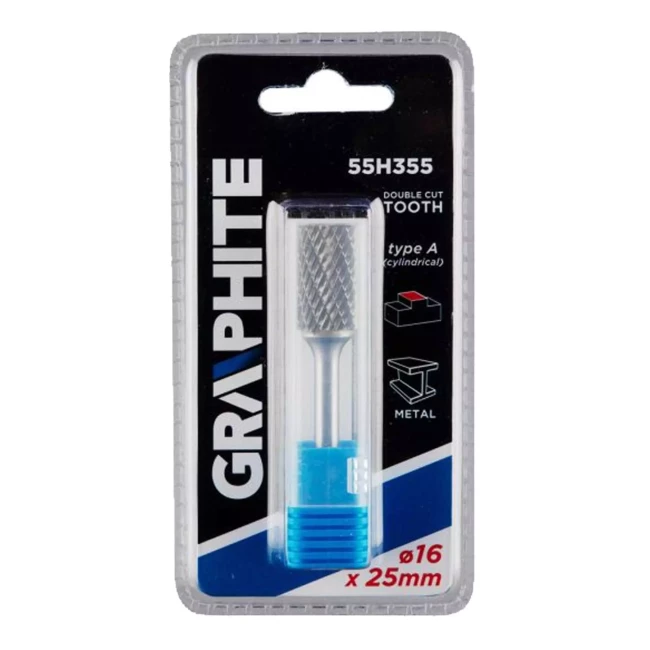 Фреза по металу GRAPHITE HM тип A (циліндричний) 16 x 25 мм (55H355)