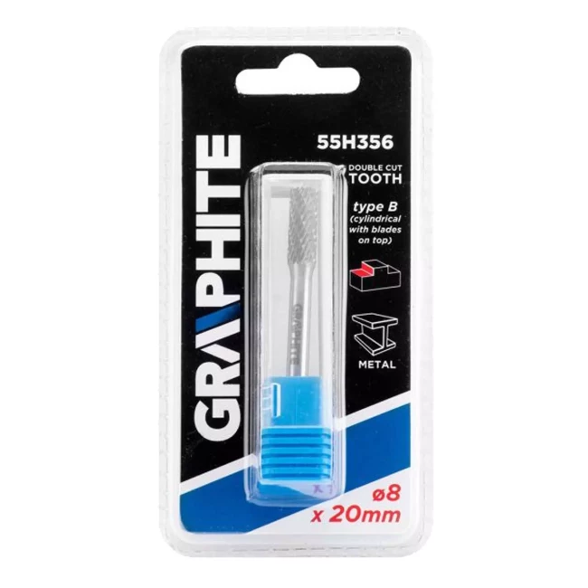 Фреза по металу GRAPHITE HM тип B (циліндричний з лезами зверху) 8 x 20 мм (55H356)