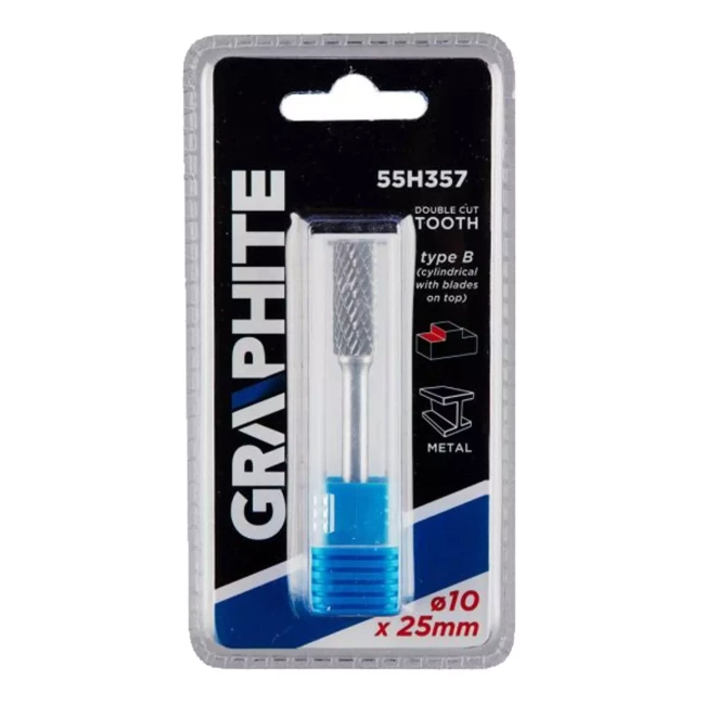 Фреза по металу GRAPHITE HM тип B (циліндричний з лезами зверху) 10 x 25 мм (55H357)