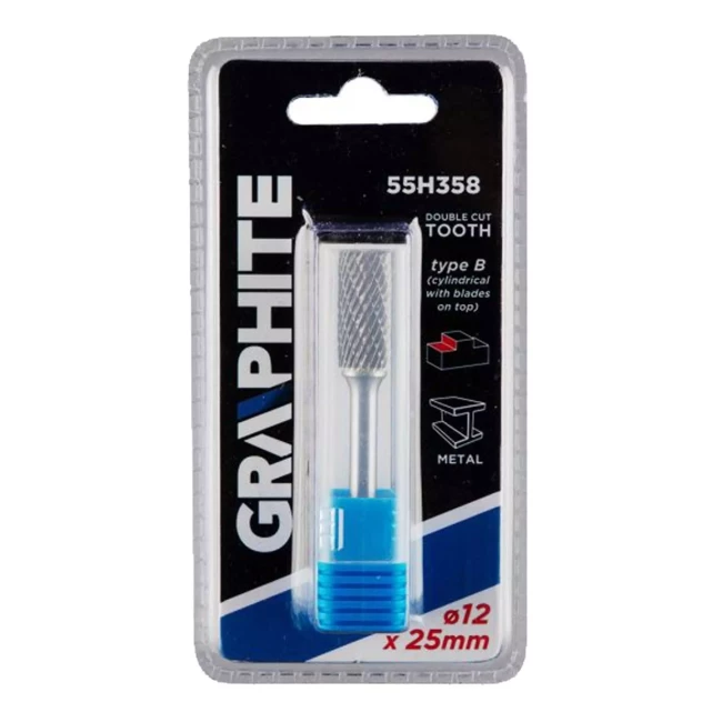 Фреза по металлу GRAPHITE HM тип B (цилиндрический с лезвиями сверху) 12 x 25 мм (55H358)