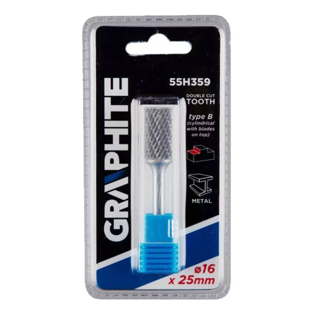 Фреза по металу GRAPHITE HM тип B (циліндричний з лезами зверху) 16 x 25 мм (55H359)