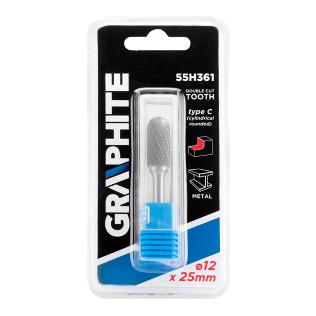 Фреза по металу GRAPHITE HM тип C (круглий циліндричний) 12 x 25 мм (55H361)