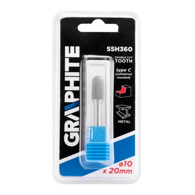 Фреза по металу GRAPHITE HM тип C (круглий циліндричний) 10 x 20 мм (55H360)