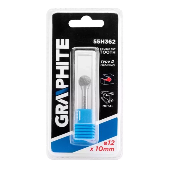 Фреза з металу GRAPHITE HM тип D (сферичний) 12 x 10 мм (55H362)