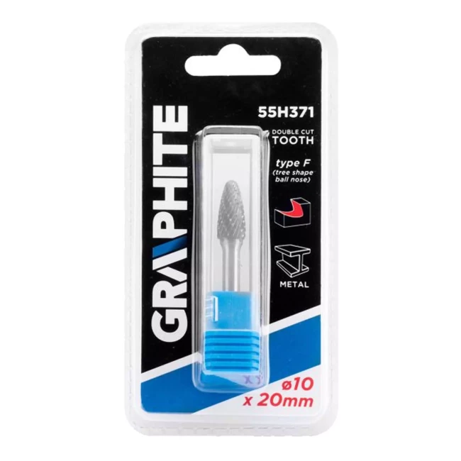 Фреза по металлу GRAPHITE HM тип F (заостренные округлые) 10 x 20 мм (55H371)