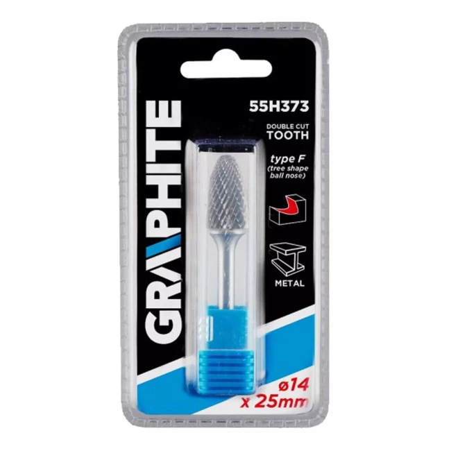 Фреза по металлу GRAPHITE HM тип F (заостренные округлые) 14 x 25 мм (55H373)
