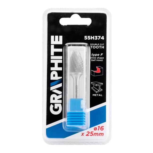 Фреза по металлу GRAPHITE HM тип F (заостренные округлые) 16 x 25 мм (55H374)