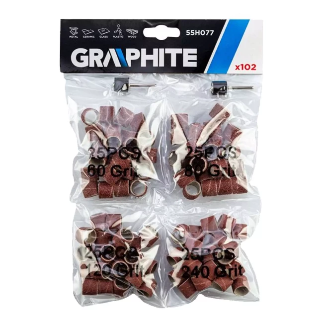 Набор шлифовальных лент GRAPHITE 12,7 мм К60 К80 К120 К240 100 шт (55H077)