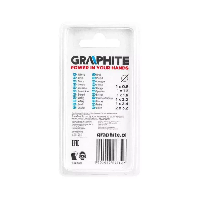 Прецизійні свердла GRAPHITE 0,8-3,2 мм 7 шт (55H075)
