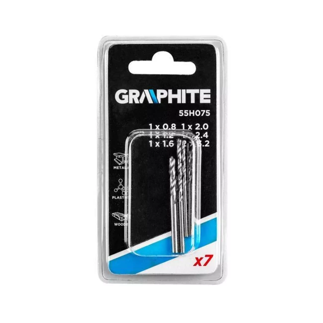 Прецизійні свердла GRAPHITE 0,8-3,2 мм 7 шт (55H075)