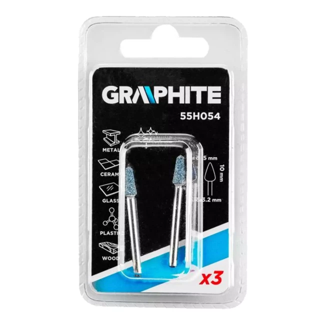 Шлифовальные камни GRAPHITE 5 х 10 мм конус 3 шт (55H054)