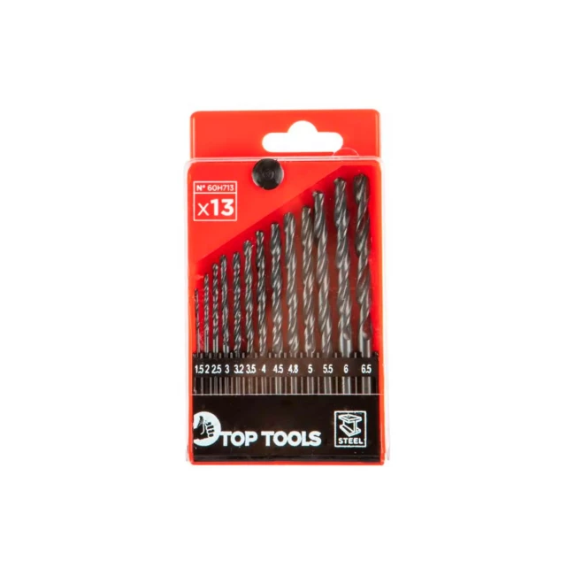 Набор сверл по металлу HSS Top Tools 1.5-6.5 мм S4 13 шт (60H713)