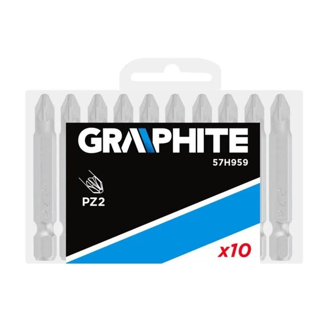 Биты GRAPHITE PZ2, 50 мм, 1/4", 10 шт. (57H959)