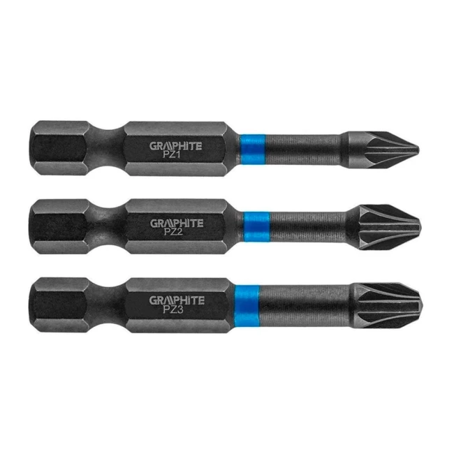 Биты GRAPHITE ударные PZ1/2/3 x 50 мм 3 шт (56H542) Биты GRAPHITE ударные PZ1/2/3 x 50 мм 3 шт (56H542)